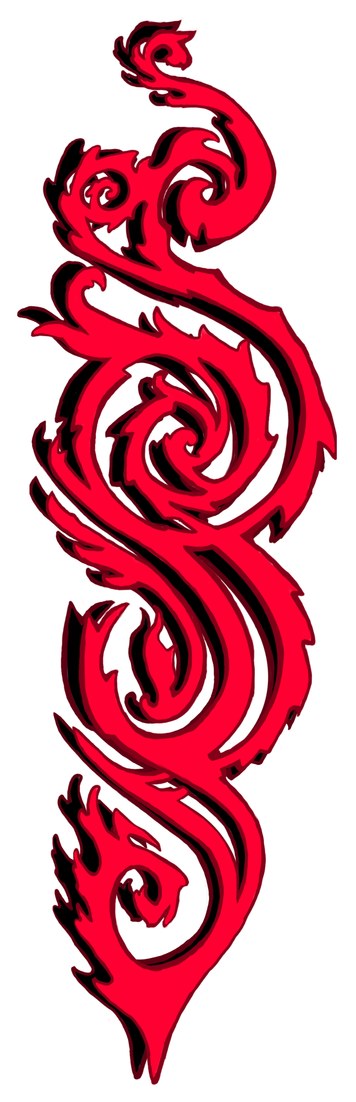 Red Scroll Tribal style png file transparent background Right and Left design [DIGITAL DOWNLOAD] Artwork by helzie