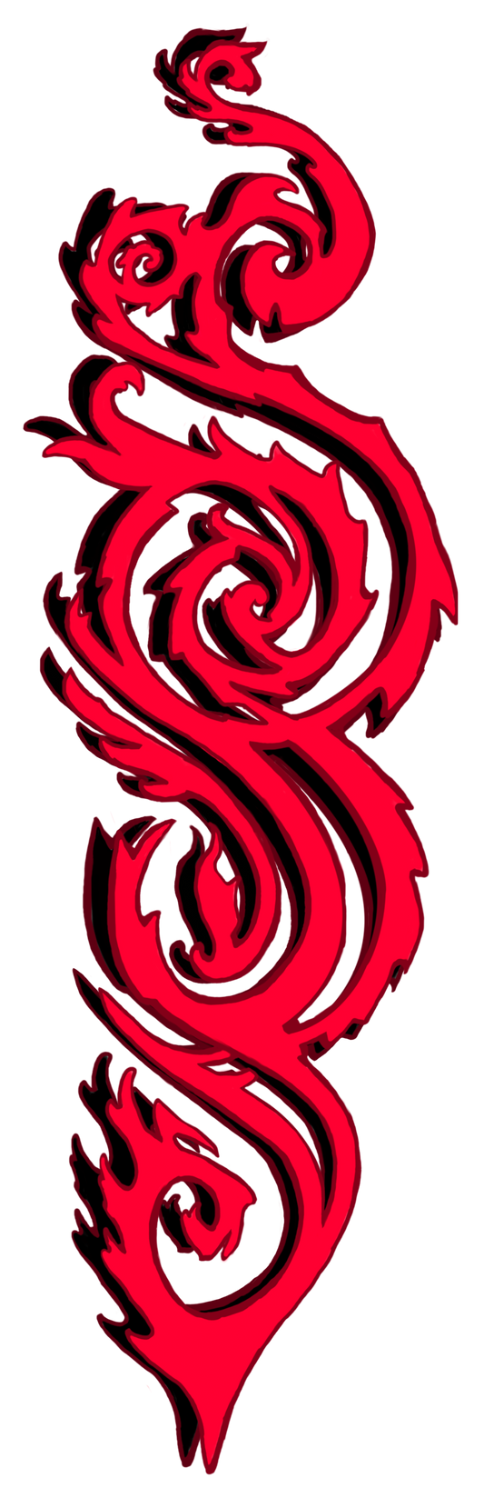 Red Scroll Tribal style png file transparent background Right and Left design [DIGITAL DOWNLOAD] Artwork by helzie