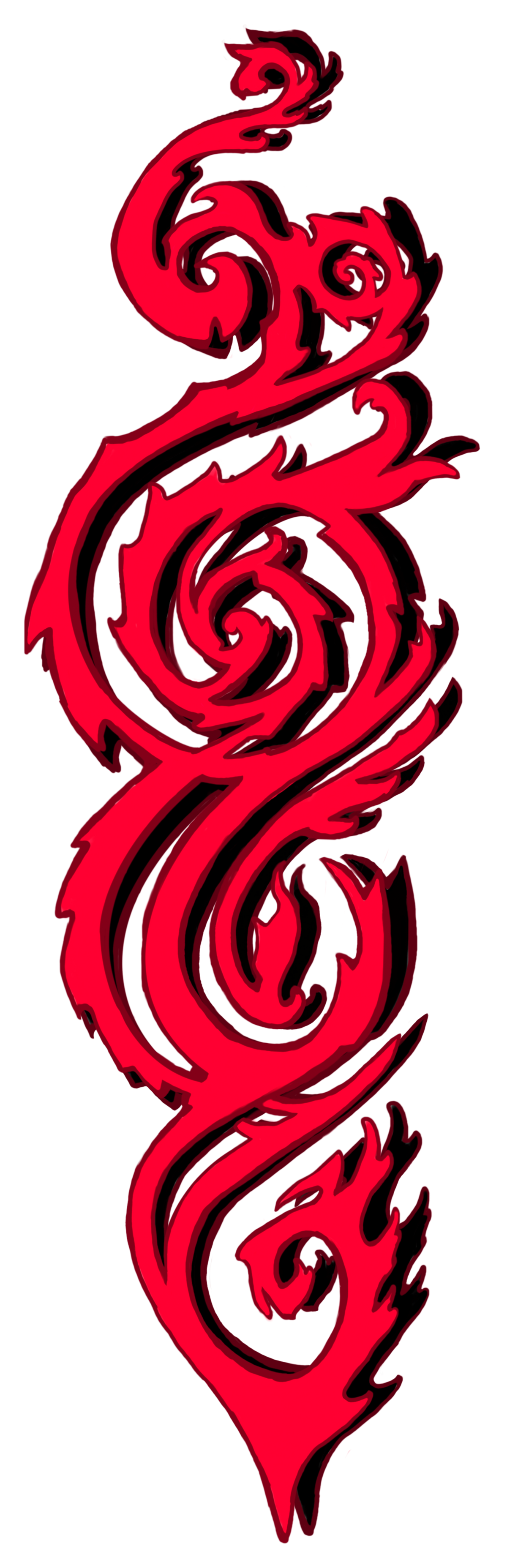Red Scroll Tribal style png file transparent background Right and Left design [DIGITAL DOWNLOAD] Artwork by helzie